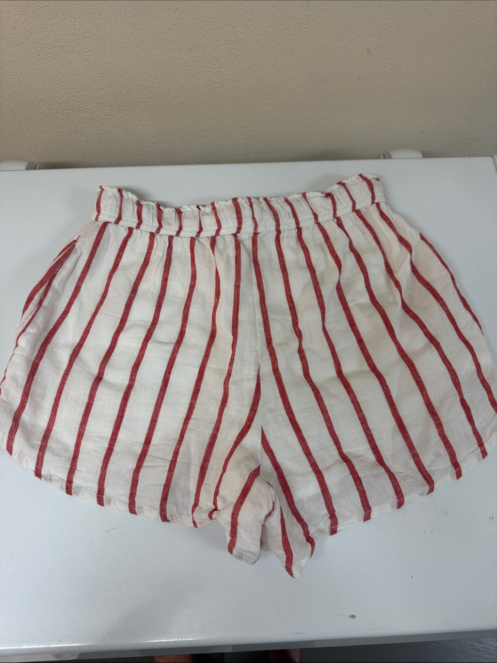 Striped Red & White Women’s Casual Drawstring Shorts